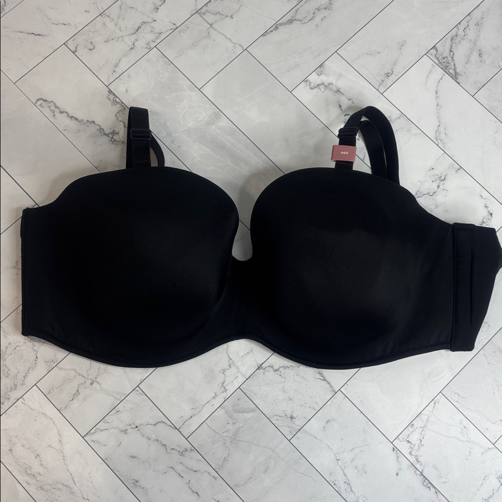 NWT Cacique Lane Bryant Womans Bra Black Boost Multiway Strapless UNDERWIRE 46D